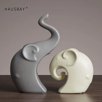 

Ceramic Elephant Couple Figurines Nordic Abstract Animal Statue Creative Crafts Gift Bedroom Wedding Decoration Ornaments D163
