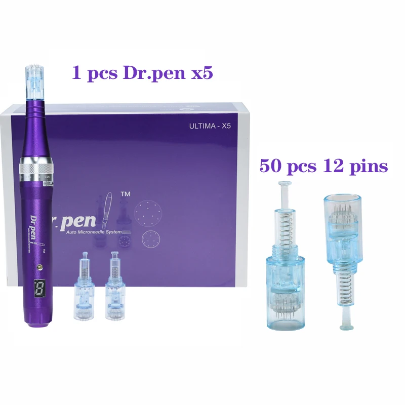 Dr.pen Ultima X5 50 pcs Microneedles Professional Wireless Derma Pen Meso Microneedling Pen Screw Cartridge Tip Kit Lovers Gift - Цвет: Dr.pen 12 pin