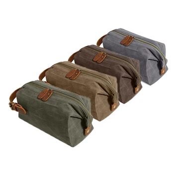 

Canvas Wash Bag Men Travel Shaving Kits Cosmetic Makeup Organizer Women Toiletry Bag with Double Compartments Beauty Case