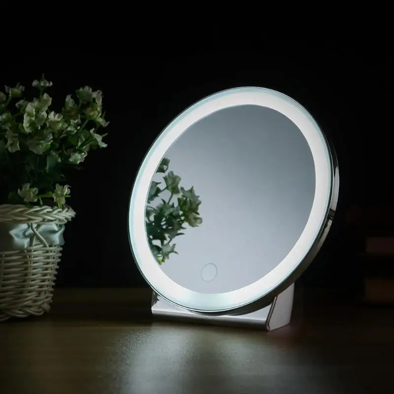 Rechargeable Round 34LED Touch Makeup Mirror Lamp Dimmable Vanity Mirror Light Touch Button Stepless Dimming Adjustment