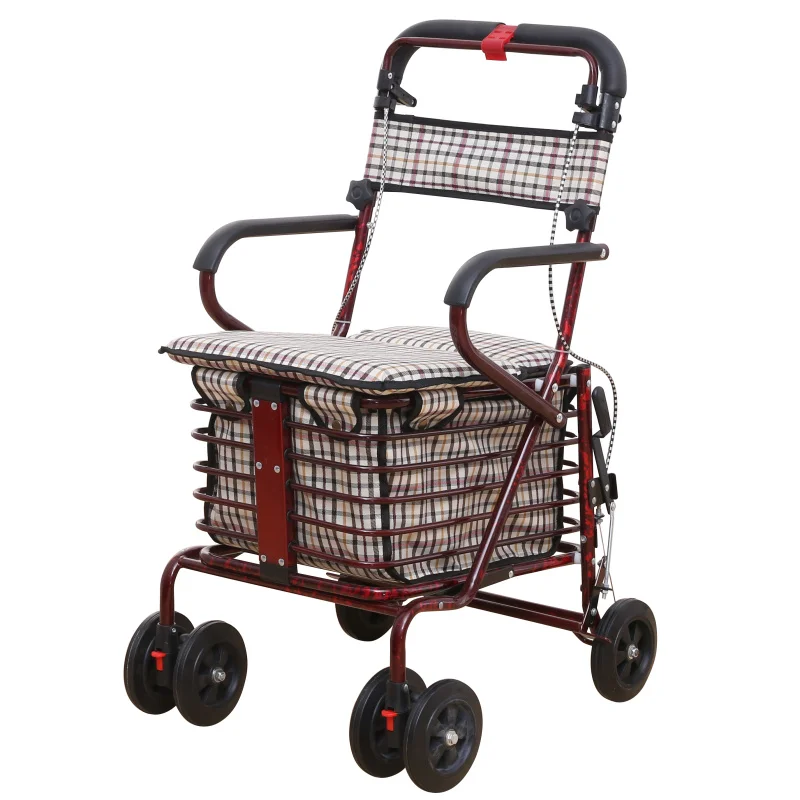  Old-fashioned Folding Portable Portable Old Shopping Cart To Buy Food Small Cart Stroller Four Whee