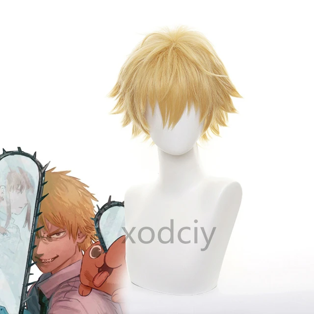 Chainsaw Man Denji Cosplay Wig 30cm Short Straight Yellow Hair Men Wigs