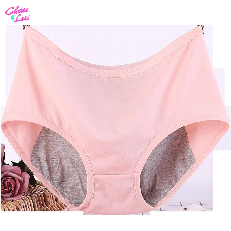 Chau Lui герметичные менструальные трусики, физиологические брюки, женское нижнее белье, непромокаемые Трусы из хлопка, большие размеры XL 5XL 6XL - Цвет: Розовый