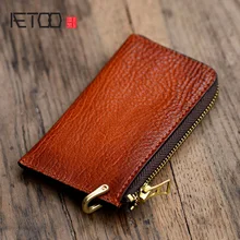 AETOO сумка для ключей ручной работы из воловьей кожи, кожаная мужская сумка для карт, трендовая многофункциональная вместительная сумка