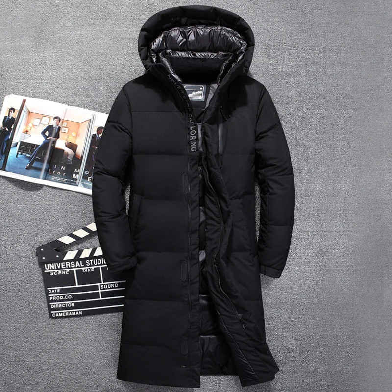 

Men's Duck Down Jacket Solid Winter Jacket for Men Doudoune Homme 2019 Hooded Men's Winter Jacket Coat X-long Down Jacket,301