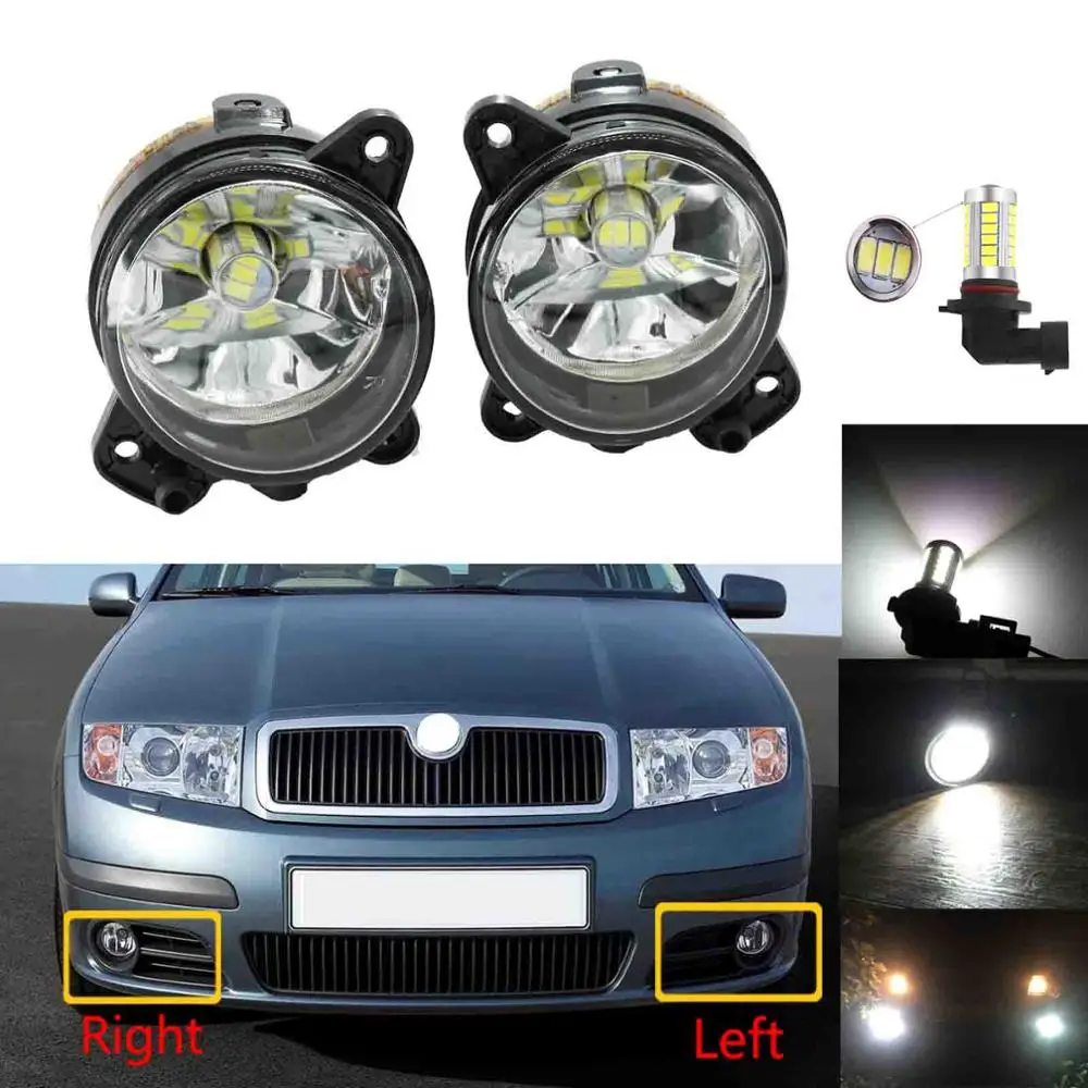 СВЕТОДИОДНЫЙ Автомобильный светильник для Skoda Fabia Mk1 2005 2006 2007 2008, автомобильный светильник, передний светодиодный противотуманный фонарь, противотуманный светильник с лампами