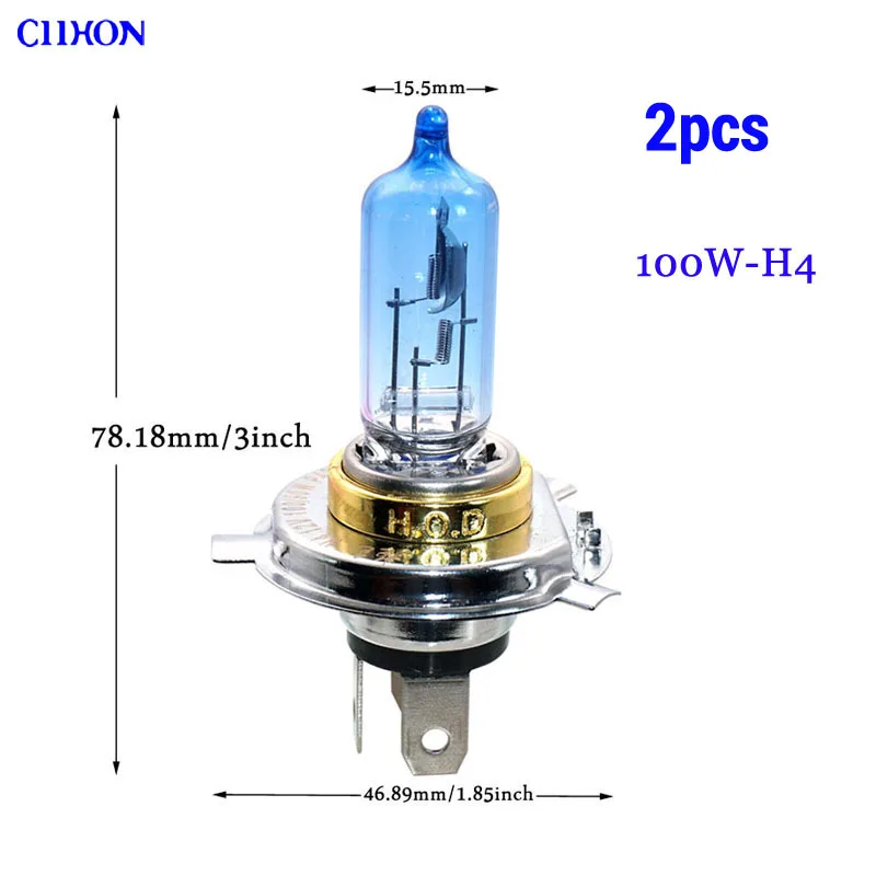 Ciihon 4 шт. супер белая галогенная лампа для VW Polo 6R H4 501 55 Вт 100 Вт Xenon HOD High/Low/Slux Светодиодный Боковой светильник - Испускаемый цвет: 2x100W-H4-HOD