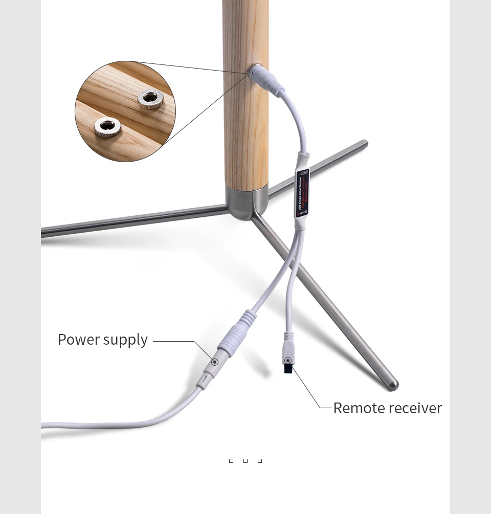 Minimalist Wood Standing Floor Lamp LED Memory Feature Art Decor Light 360° Adjustable Sleek Lamps for Bedroom Living Room