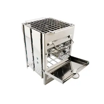 

Portable Barbecue Picnic Stove Mini Square Stainless Household Charcoal For Outdoor Outdoor Wood Party Stove Items Steel St I5J2