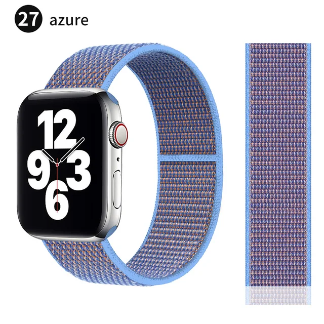 Nylon Strap for Apple watch series 7 band 41mm 44mm 40mm 42mm 38mm smartwatch wristband belt sport loop bracelets iWatch 3456 se Azure
