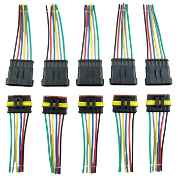 

5 Sets of 6-Pin AWG 1.5mm Waterproof Cable Series Terminal Connection Plug Black