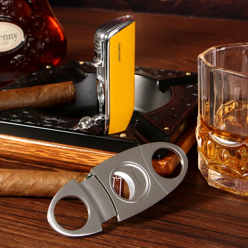 Cigar Cutter Lighter Set Windproof Lighters 3 Torch Jet Flame Butane