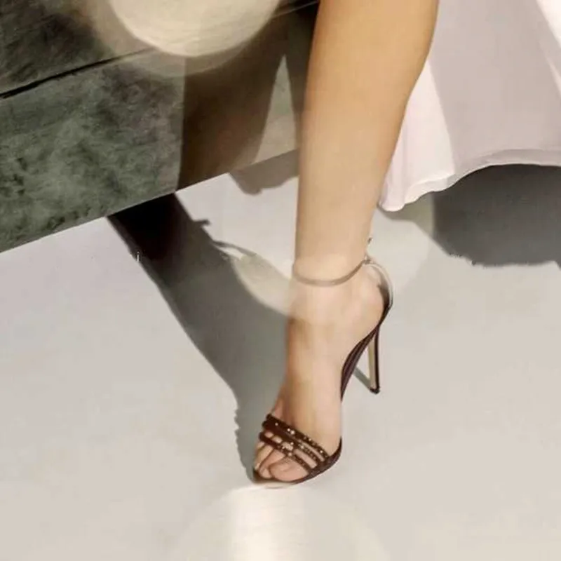 Arden Furtado летний трендовый модный Для женщин женские туфли на каблуке-стилете, сексуальный элегантный чистый цвет женские сандалии с пряжкой и с узкими лентами; классики