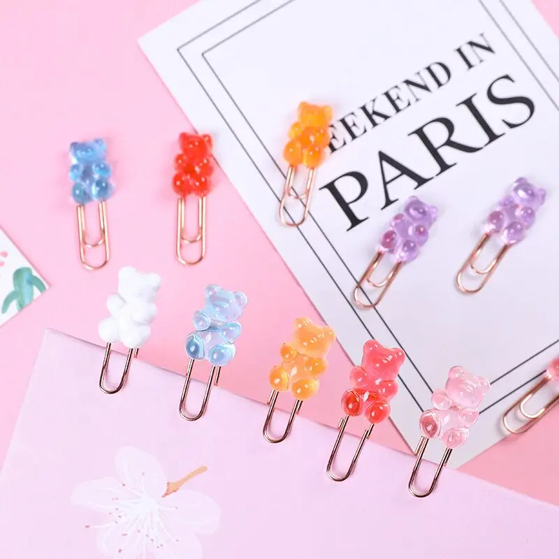 Sharkbang 10 unids/lote Arco Iris Kawaii oso Clip de papel decorativo regalo carpeta Archivo Clips de la Oficina de la escuela, Accesorios de escritorio