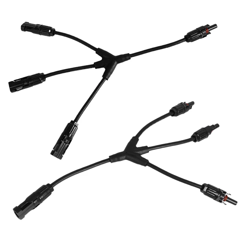 

1 Pair of Y Type (1 to 3) MC4 Branch Connectors M/FFFF+F/MMM Solar Panel Cable Black