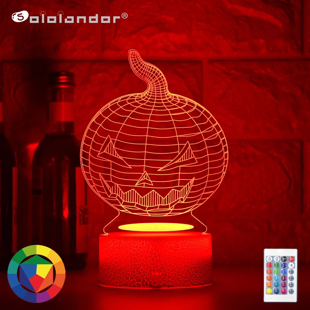 

Newest Pumpkin Acrylic 3D Lamp 7 Color Change Small Night Light Baby Color lights LED USB Desk lamp Atmosphere Night Decor lamp