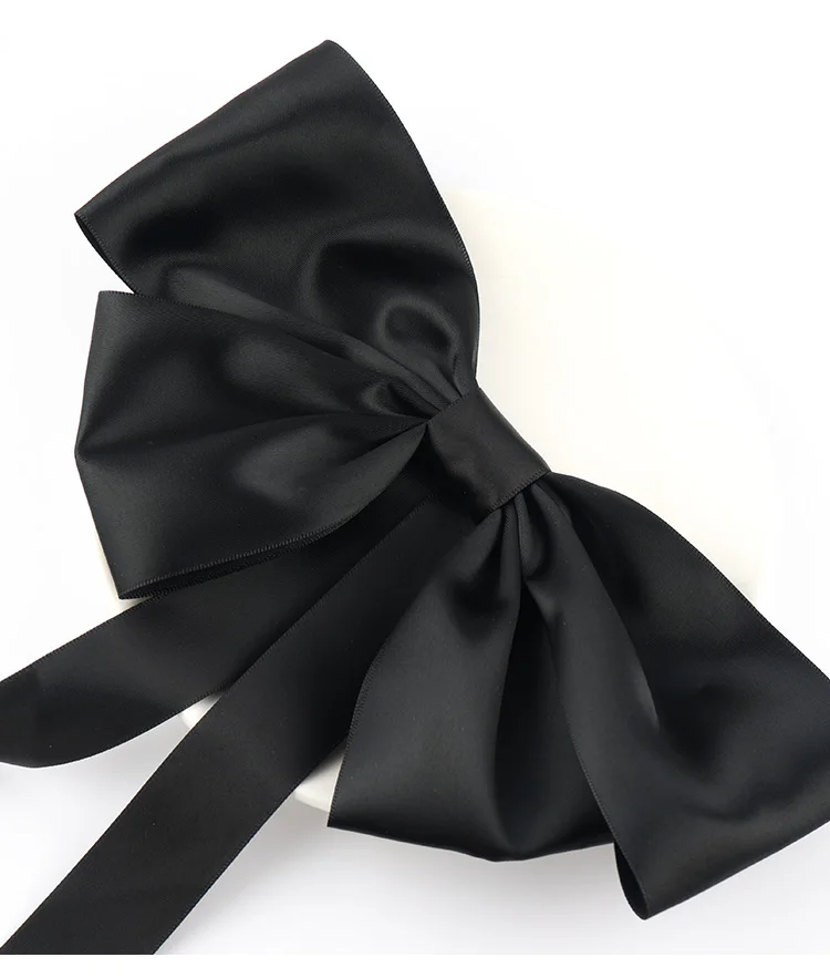 Lystrfac 2022 New Black White Yarn Bow Hair Clip for Women Girls