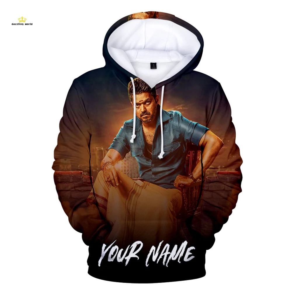2019 новейшие Индийские фильмы 3D толстовки с капюшоном Vijay толстовка длинным
