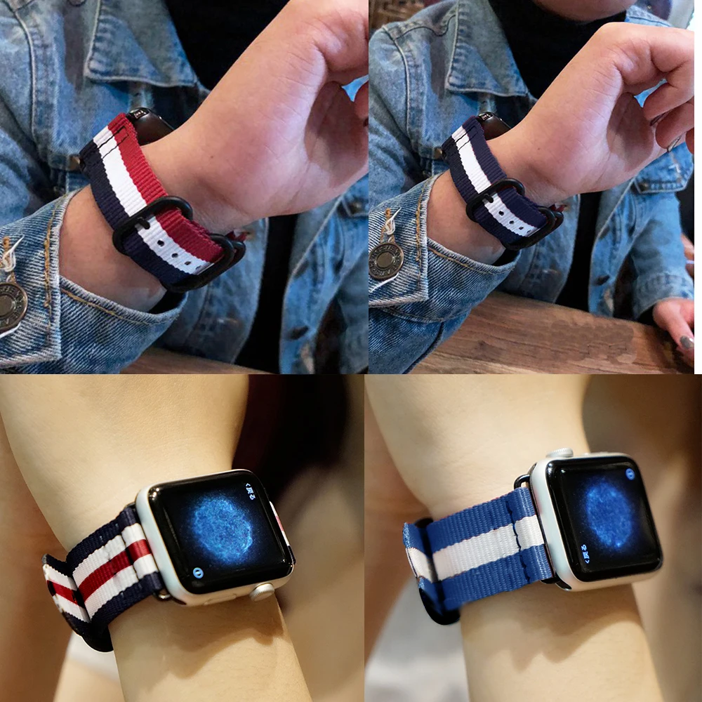 Eastar Лидер продаж, нейлоновый ремешок для наручных часов Apple Watch, версии 4/3/2/1, спортивный кожаный браслет, 42 мм, 38 мм, ремешок для наручных часов iwatch, 5 группа