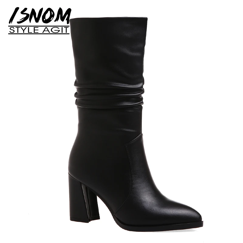 womens mid calf boots with heel