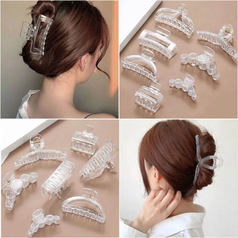

Korean Transparent Geometric Crab Hair Clips for Women Simple All-match Cross Hairpin Bath Clips Hair Accessories Mujer Jewelry