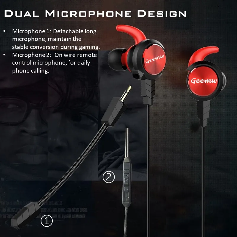LE5 TWS Wired In Ear Music Headset Noise Reduction Gaming Headset Finger Push Wire Control Tuning Headset With Microphone