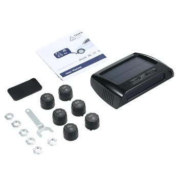 

Wireless Solar Power TPMS Tire Pressure Monitor System RV TPMS with 6 External Sensors for 4-6 Tires Car RV Truck Tow Trailers