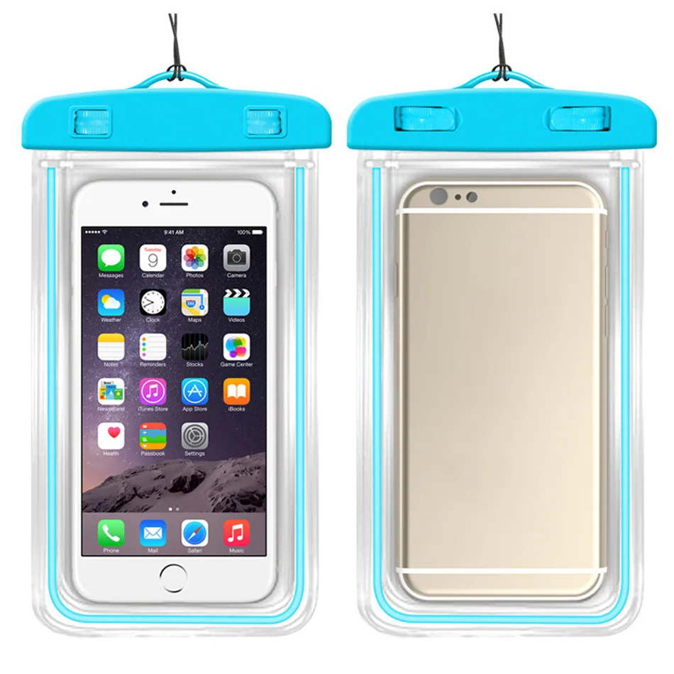 Универсальный Водонепроницаемый Чехол для Телефона iPhone Xs X 8 11 7 samsung S9 прозрачный ПВХ герметичный подводный чехол для смартфона - Цвет: Blue