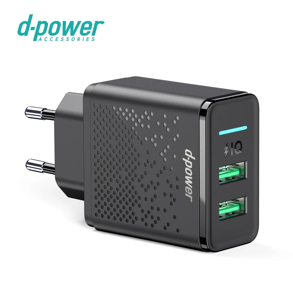 

Dpower Dual USB Phone Charger 5V 2.4A Fast Charging for iPhone Samsung Xiaomi Huawei EU Plug Wall Phone Charger Adapter
