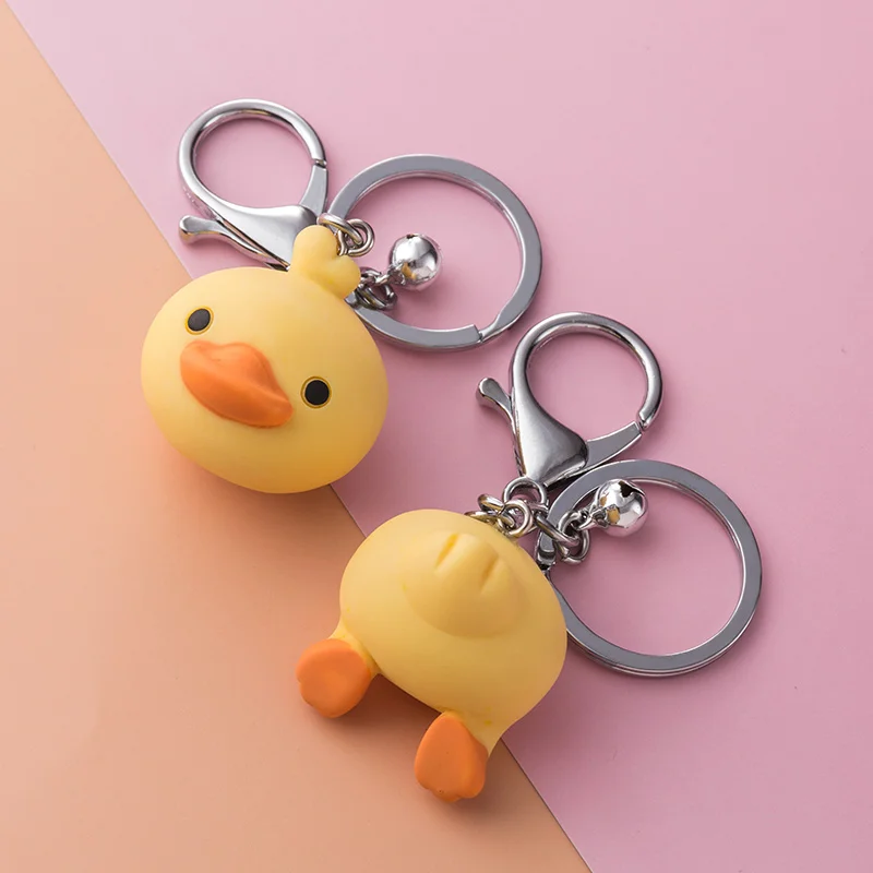 One Pair Resin Cartoon Doll Keychain Grey Cat Yellow Dog Duck Pink Pig Pendant Girl Boy Couple Bag Car Keyring Cute Gift