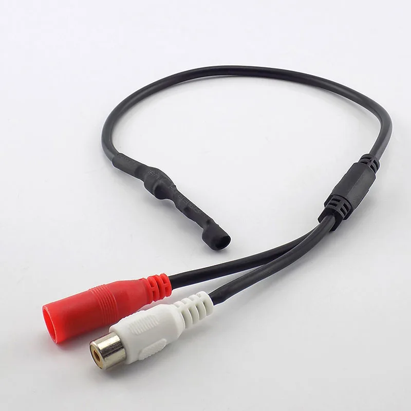 DC 12V мини-микрофон пикап Звуковой Монитор прием аудио RCA Мощность кабель для CCTV камеры DVR видео наблюдения K09