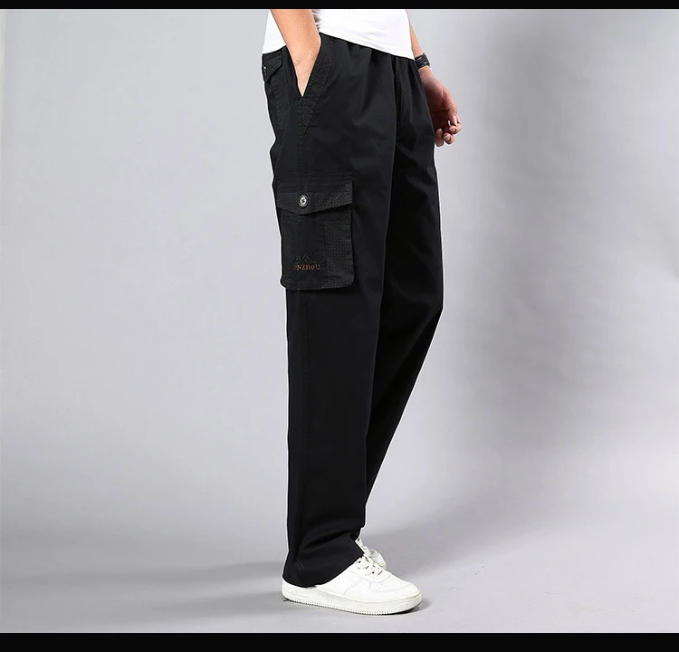 Мужские брюки карго большого размера большие 5XL 7XL 8XL 9XL 10XL стрейч брюки Осень Военный стиль сафари прямые брюки карман Хаки 50