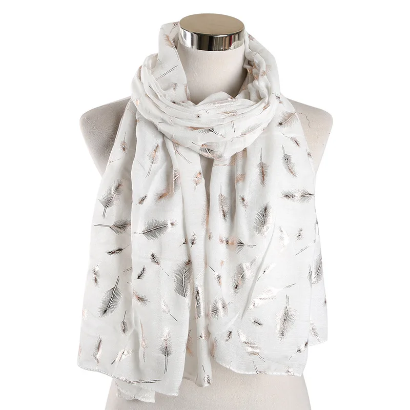 

Ms han edition popular new feathers printing tipping scarf wholesale high quality thin 1.8 meters long scarf shawl