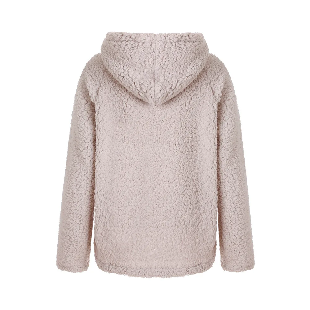 autumn and winter Europe and the United States hoodies models women's wool coat in the long hooded street plush