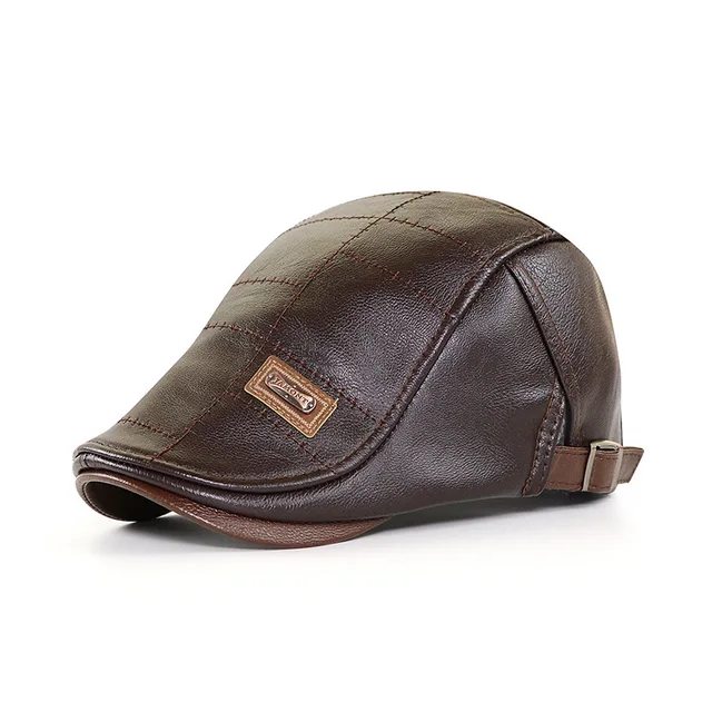 Top Level Leather Newsboy Cap Men 