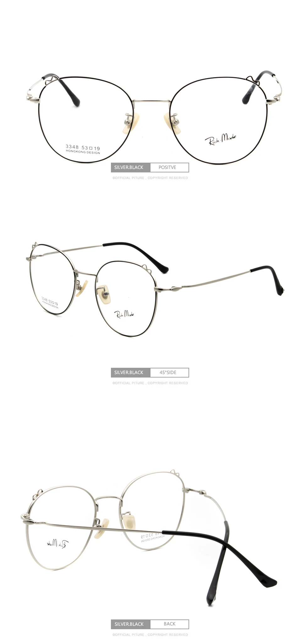 Мода полная Рамка обод ретро прямоугольник стеклянные женские очки с черным золотом Серебро Цвета G89