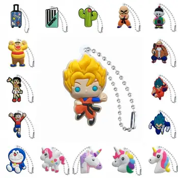 

50pcs PVC Keychain Cartoon Figure Ball chain Key Chains Anime Key Ring Super Hero Key Holder