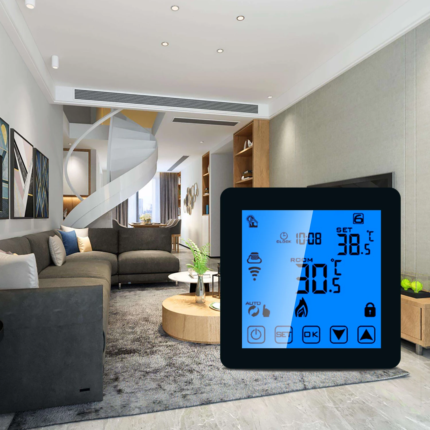 WiFi Смарт ЖК-дисплей цифровой дисплей котел отопления термостат комнатный регулятор температуры Еженедельный программируемый