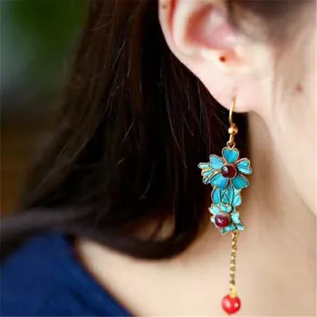 

ECHSUN natural shanshan plant flower earrings piercing aretes brincos women's jewelry handmade ancient craft retail wholesale