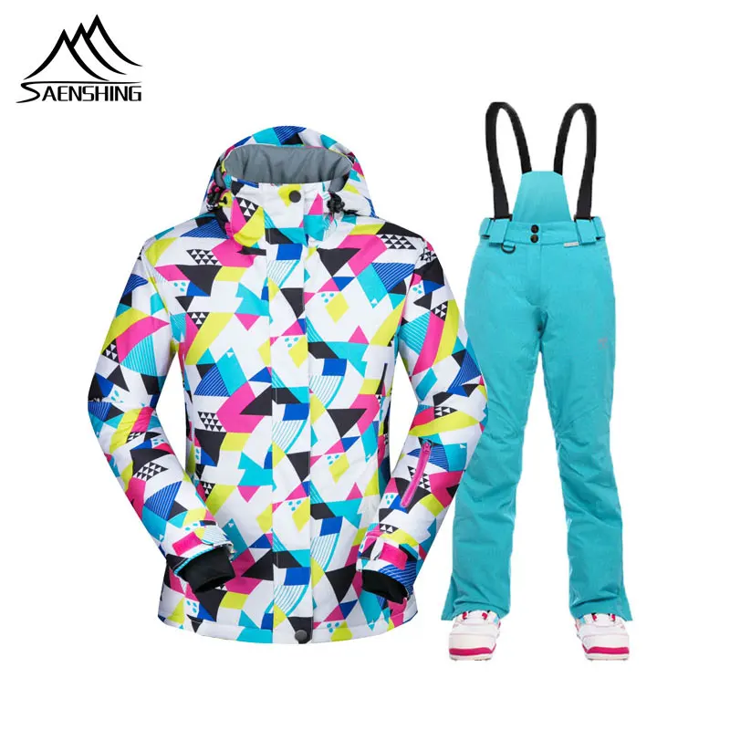 SAENSHING, зимний лыжный костюм, женские теплые куртки для сноуборда+ лыжные штаны для-30 градусов, зимняя одежда для сноуборда, толстая водонепроницаемая