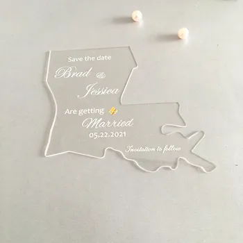 

Unique Laser Cut Save the Date Card Custom Differant Country Shape Plexiglass Thank You Invitation Cards