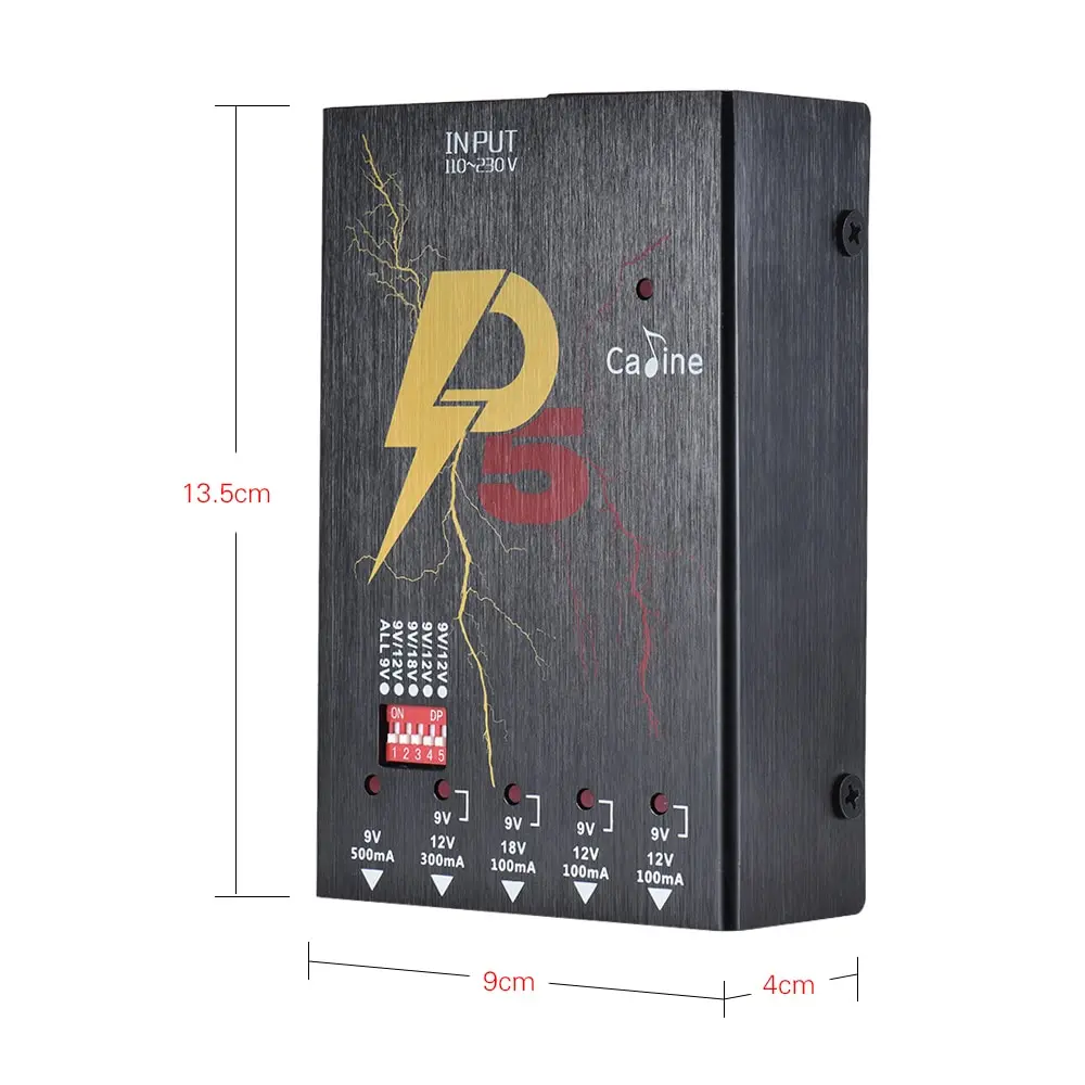 

Caline P5 Guitar Effect Power Supply Station 5 Isolated DC 9V 12V 18V Outputs with Short Circuit Protection