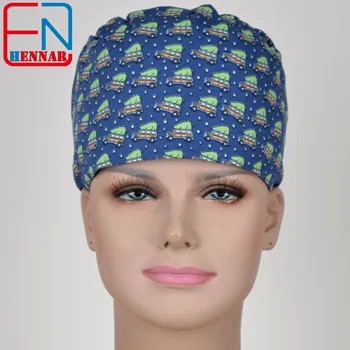 

Hennar Medical Scrub Caps Elastic With Sweatband 100% Cotton Sugical Medical Caps Hair Accessories Nurse Doctor Cap Unisex