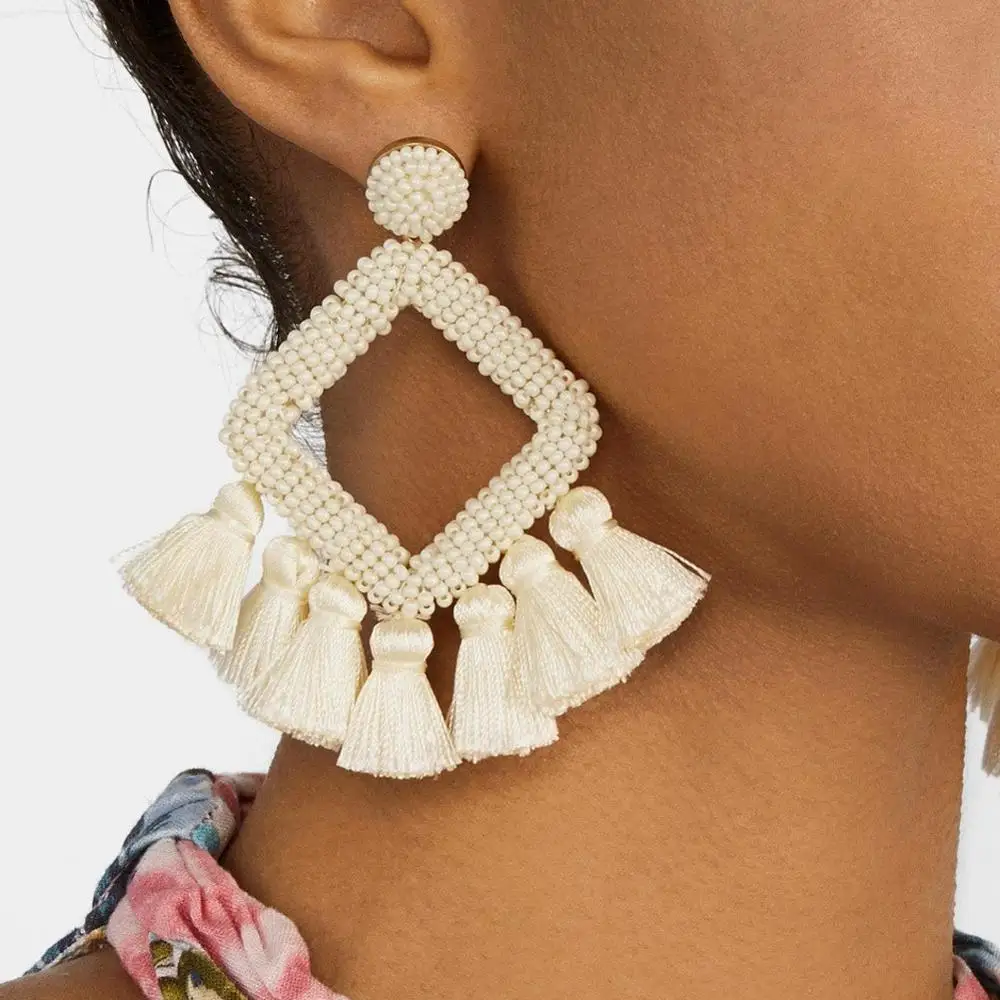 

Girlgo BA 2019 Fashion Handmade Acrylic Tassel Earrings for Women Boho Colorful Drop Earrings Wedding Jewelry Party Wholesale