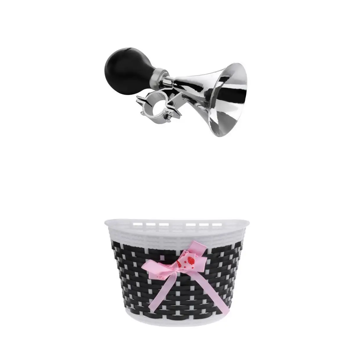 Bike Bicycle Front Basket Shopping Stabilizer+Kids Retro Bike Bell Air Horn