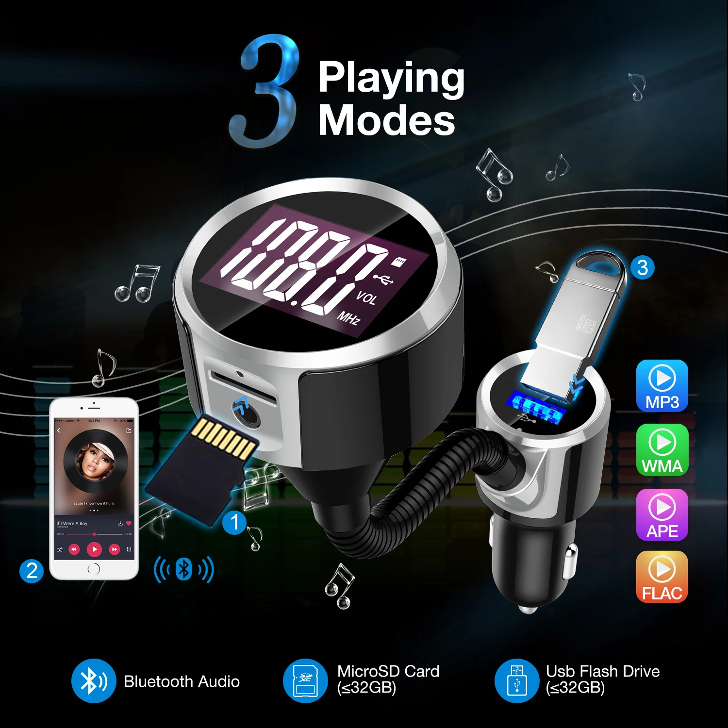 Bluetooth fm-передатчик двойной USB 1,8 дюймов TFT экран FM модулятор комплект Автомобильный MP3-плеер TF USB музыка