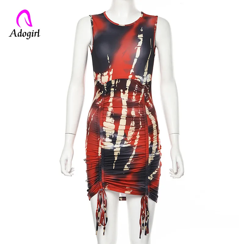 Adogirl Tie Dye 2019 осенние женские Мини Вечерние сексуальное обтягивающее платье