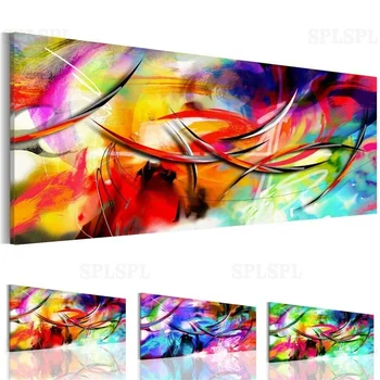 

Modern Colorful Canvas Painting Lines Graffiti Wall Art Abstract Posters and Prints Picture for Living Room Home Decoration