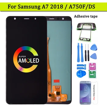 

Super Amoled Display For Samsung Galaxy A7 2018 A750 LCD Display with Touch Screen Digitizer Assembly For Smausng SM-A750F LCD