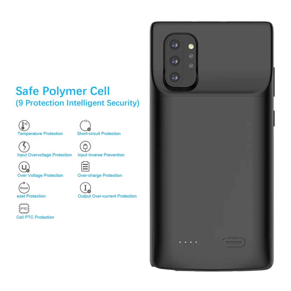 For Samsung Galaxy Note 10 Plus Battery Charger Case 6000mAh Extenal Backup Charger Power Bank Protective Cover For Note 10 Plus